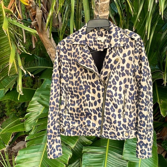 easel Jackets & Blazers - Easel leopard print Moto jacket
